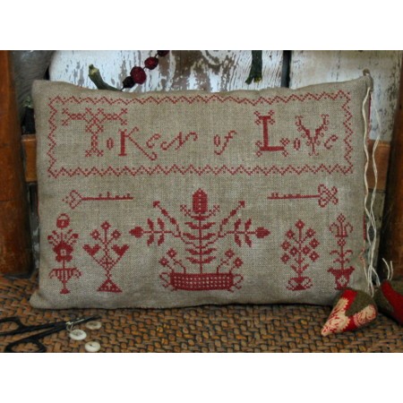 Token of Love Redwork Sampler Pillow